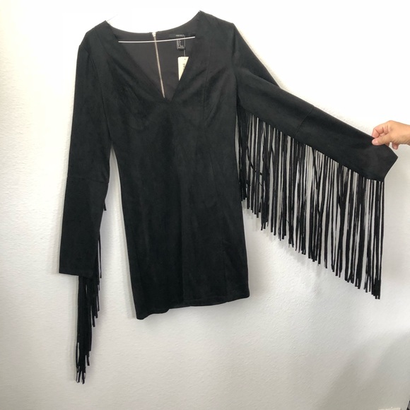 fringe arm dress